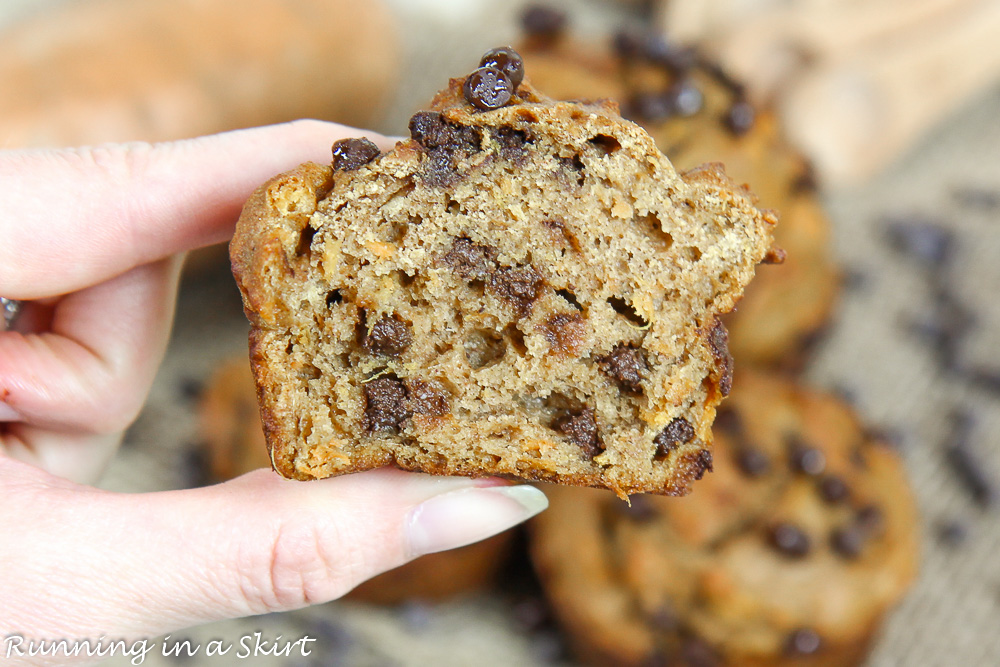 Closeup of the inside of of the baked muffin.