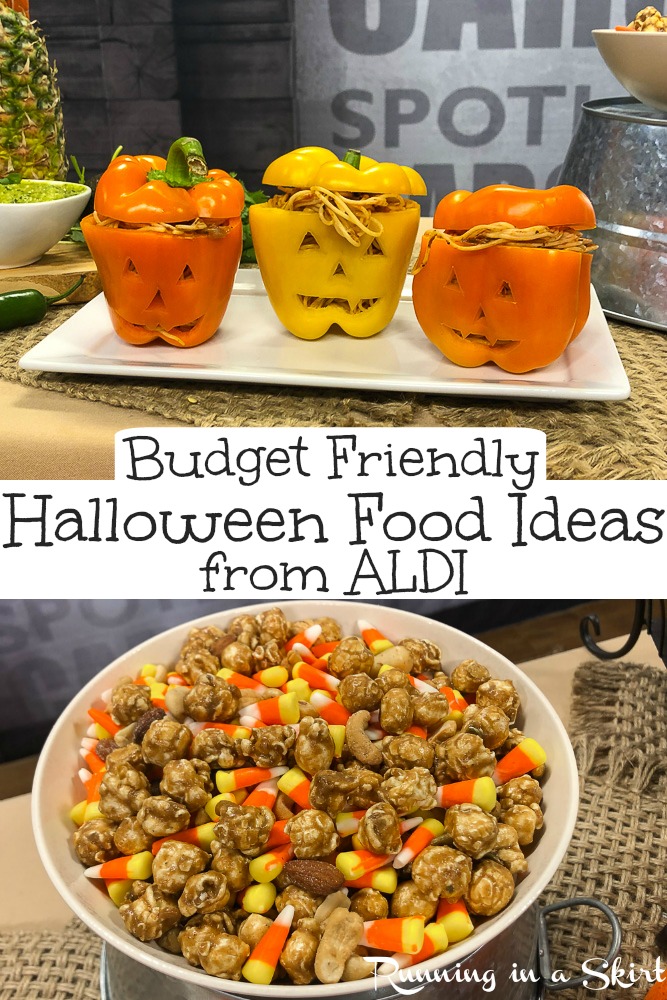 Halloween on a budget?  Try these 5 Budget Friendly Halloween Food / DIY Ideas!  Includes great party ideas for kids and for adults.  All recipes from ALDI! / Running in a Skirt #AD #ALDILove #ALDI #ALDIFinds #Budget #Halloween via @juliewunder