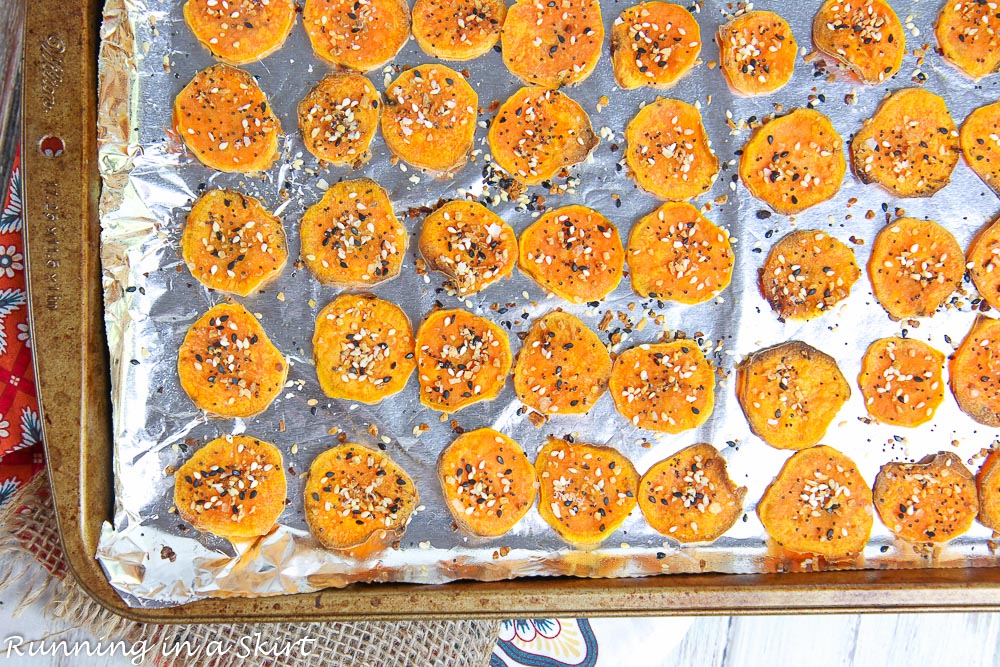 3 Ingredient Everything Bagel Sweet Potato Chips « Running in a Skirt