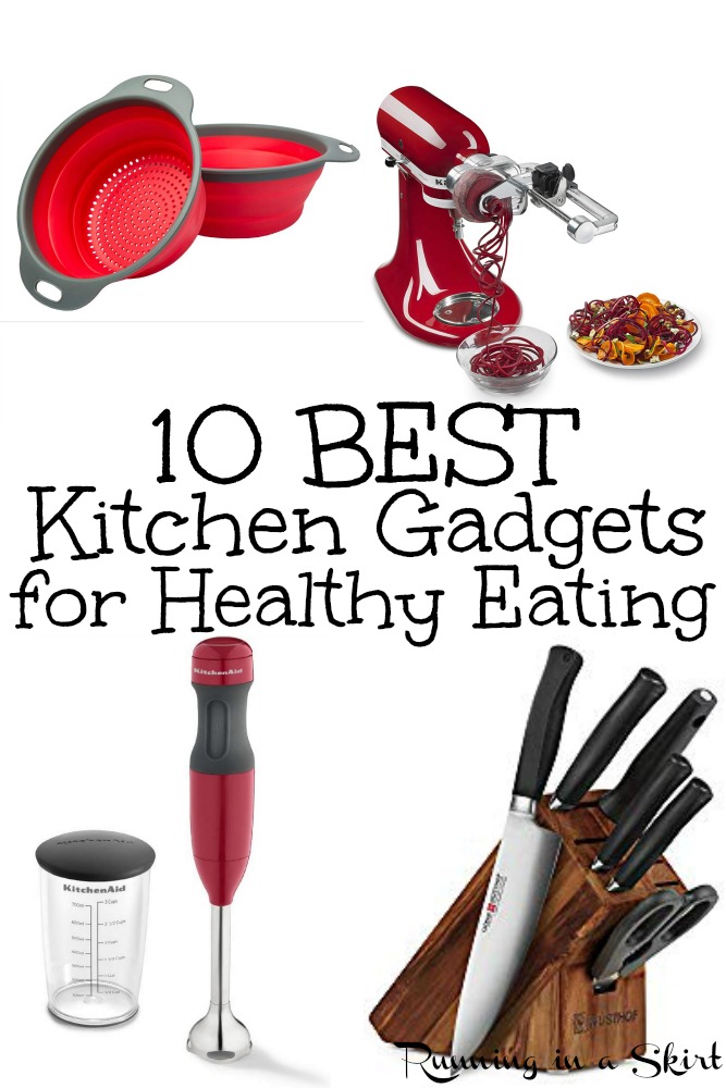 The 10 Must Have Kitchen Gadgets for Healthy Eating -the BEST picks and useful tools and gizmos for cooking good food at home. Includes the essential Amazon list, ideas and products. / Running in a Skirt #healthyliving #cooking #kitchen #healthy #amazon via @juliewunder