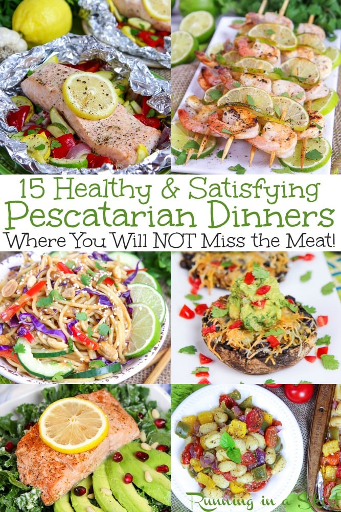 15 Easy & Healthy Pescatarian Meals. These quick dinner recipes are perfect for beginners or anyone wanting a simple dinner on the table in less than 30 minutes. Lots of clean eating, plant based ideas and also shrimp and salmon recipes. / Running in a Skirt #pescatarian #healthy #healthyliving #vegetarian #plantbased #flexitarian #salmon #fish #shrimp via @juliewunder