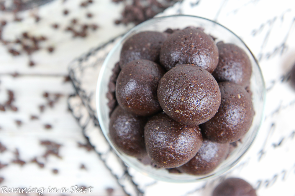 Overhead shot of No Bake Brownie Bites Recipe.