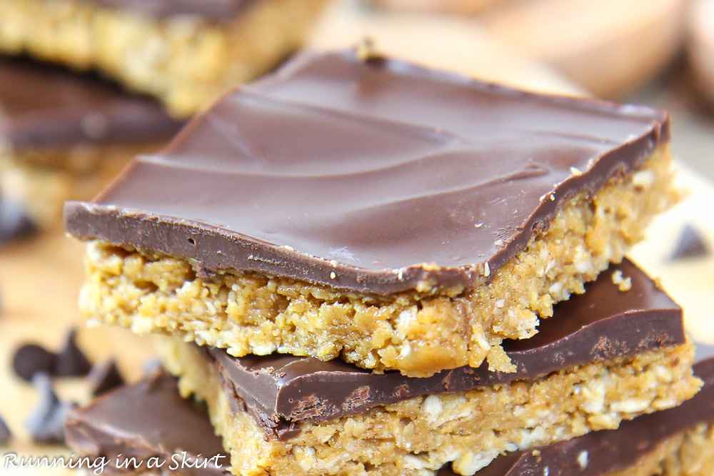 Close up of peanut butter, oatmeal and chocolate