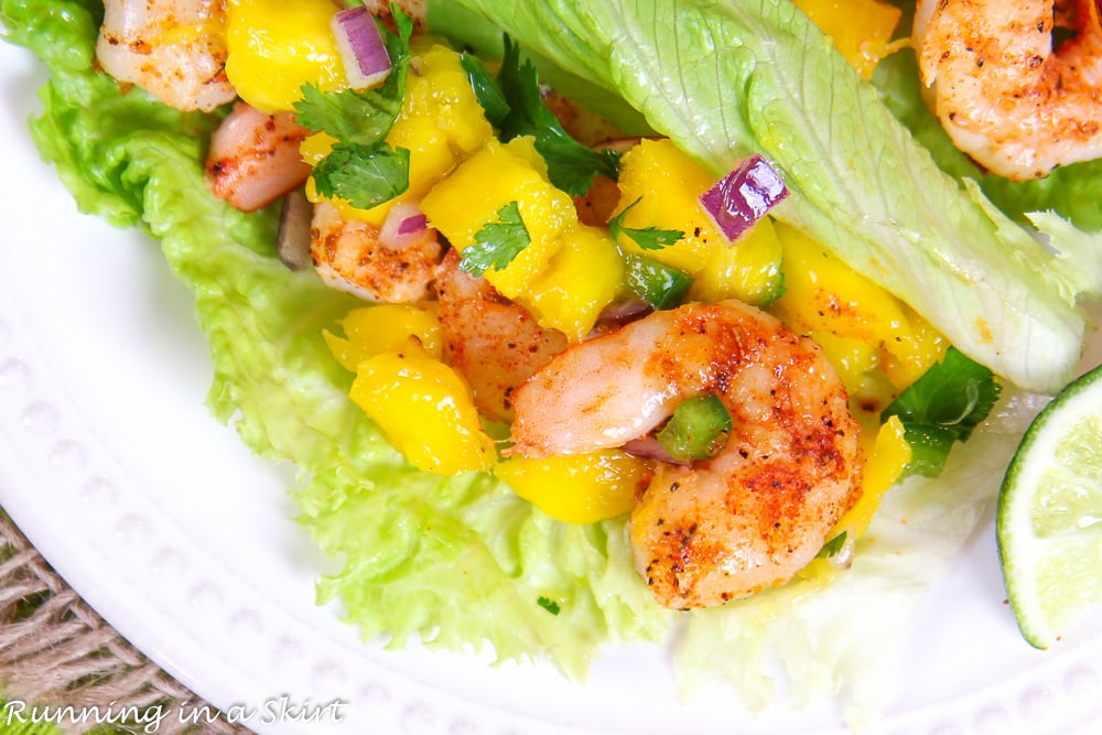 Overhead shot of blackened shrimp.