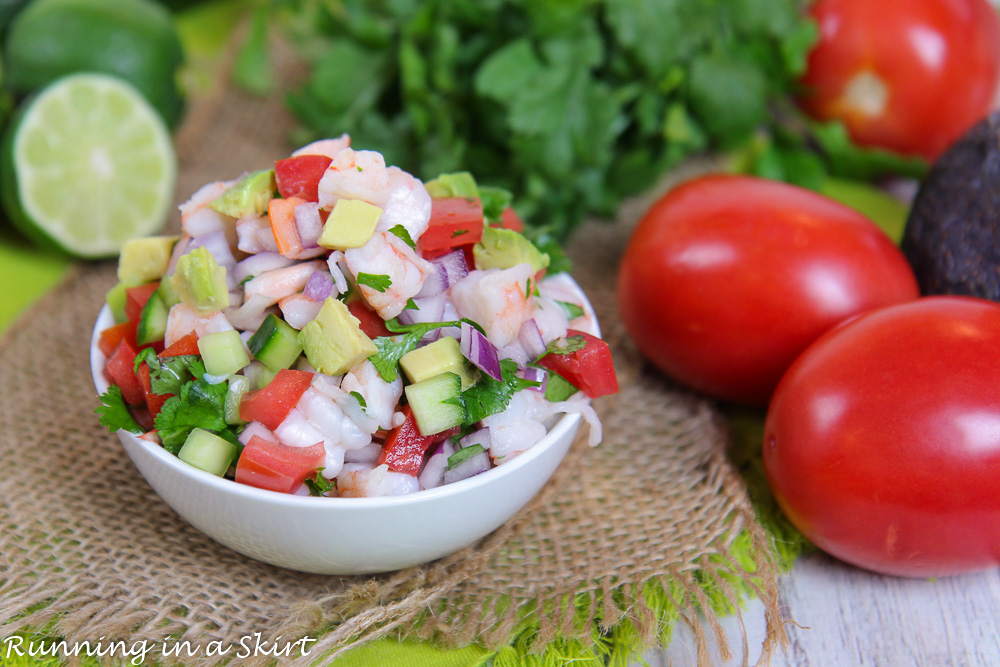 Ingredients including tomato, avocado, lime and ciltanto.