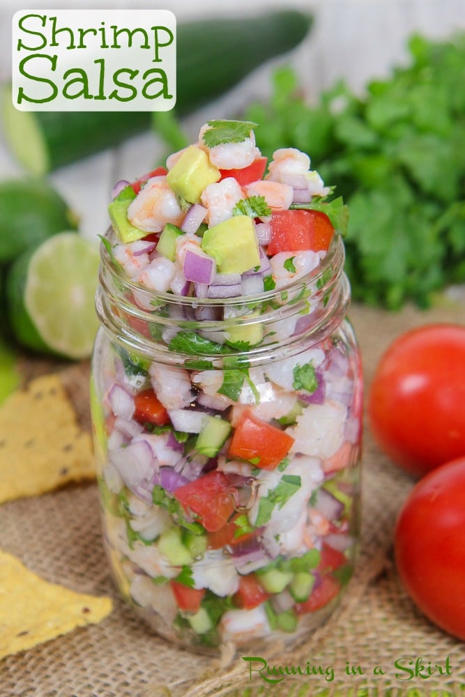 Mason jar with the Shrimp Salsa Recipe