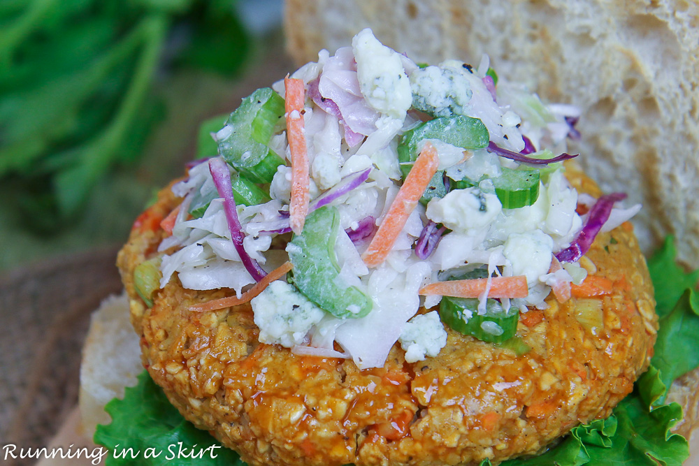 Close up of blue cheese coleslaw.