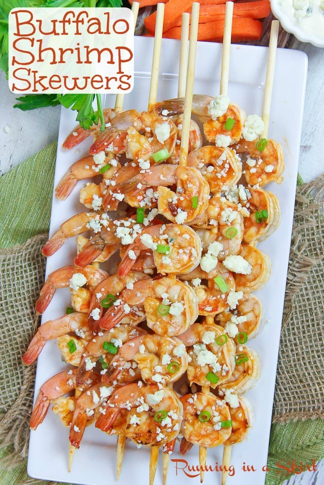 Buffalo Shrimp Skewers recipe pinterest pin.