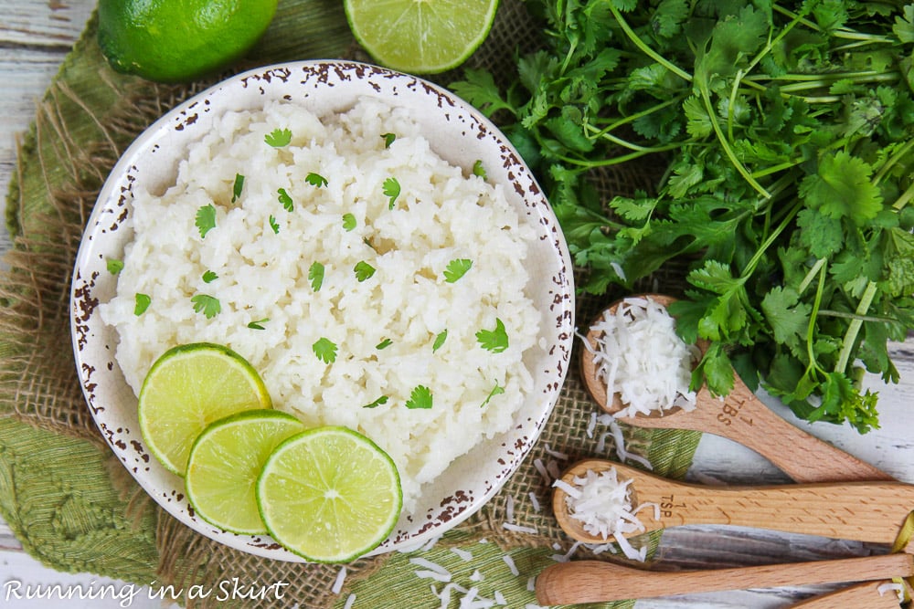 Rice with lime, cilantro and coconut.