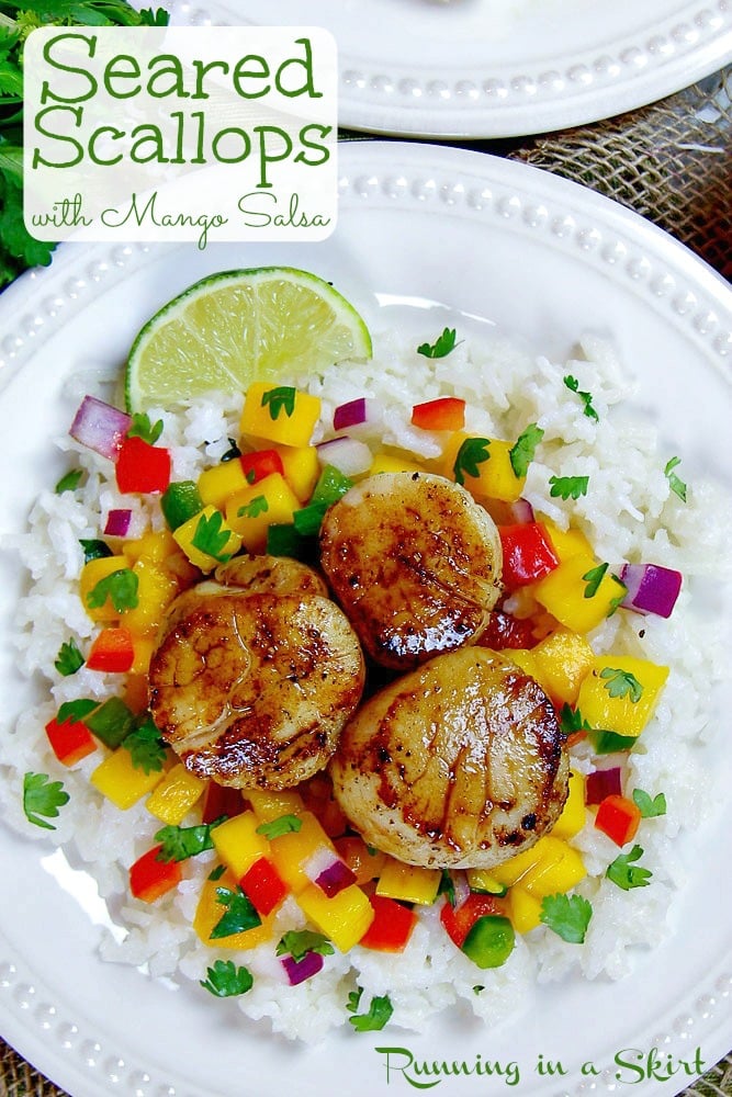 Seared Scallops with Mango Salsa pinterest pin