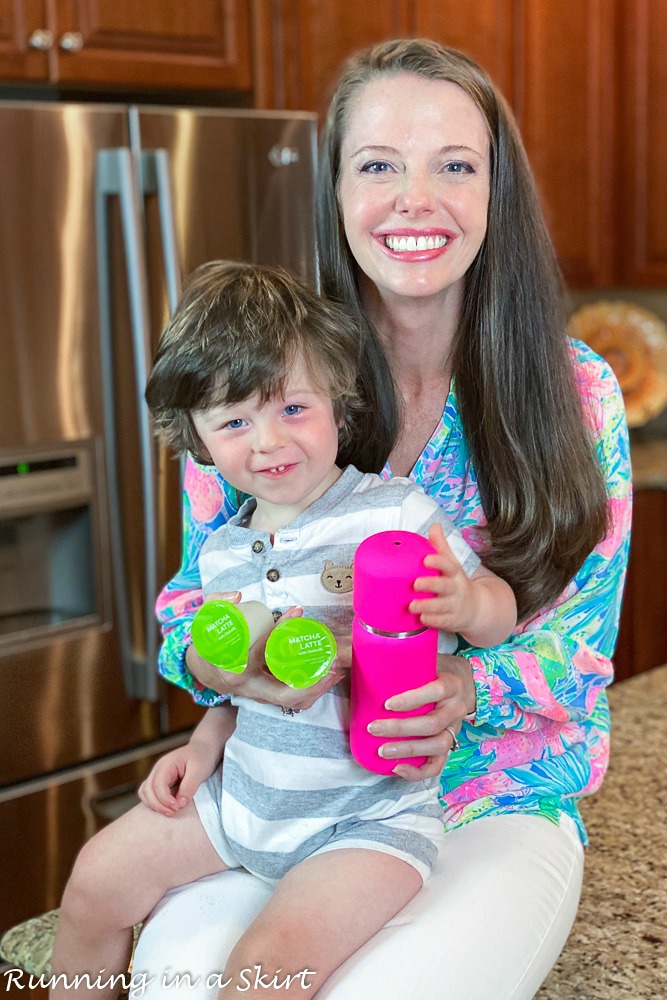 Mom with toddler and vejo blends.