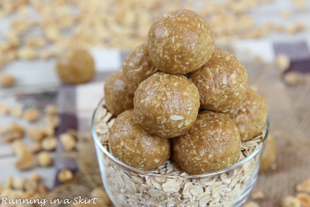 Close up of the peanut butter bites.