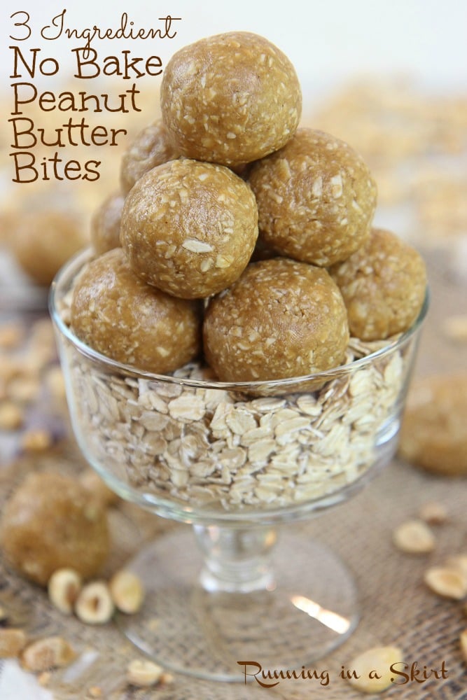 3 Ingredient Peanut Butter Oatmeal Balls pinterest pin.