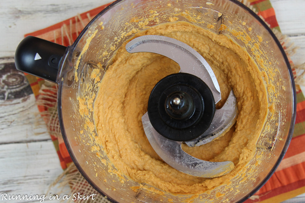 Buffalo Hummus in the food processor.