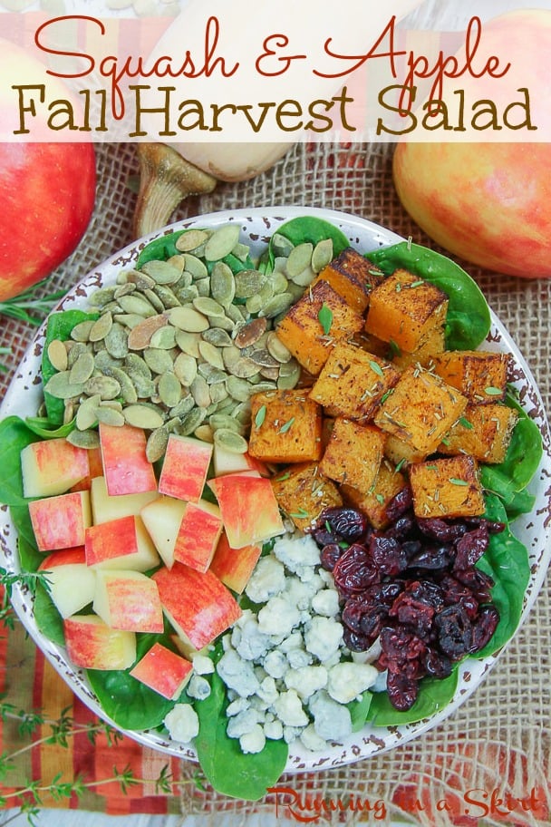 Pinterest Pin for Squash & Apple Fall Harvest Salad.