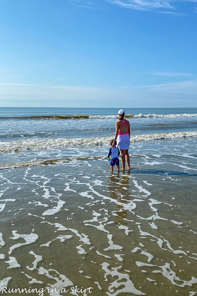 Mom with toddler on the beach on Kiawah Island SC