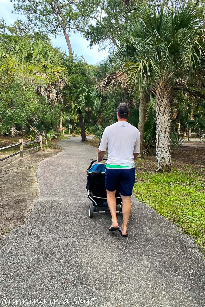 Dad pushing stroller Kiawah Island SC.