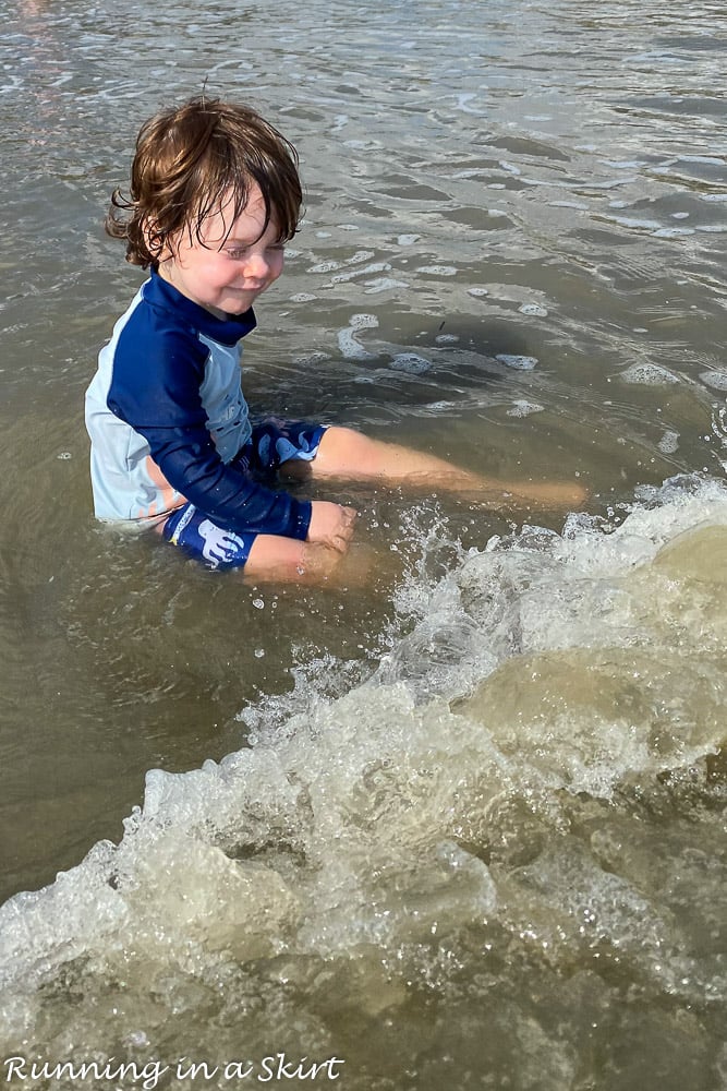 Toddler playing in beach Kiawah Island SC