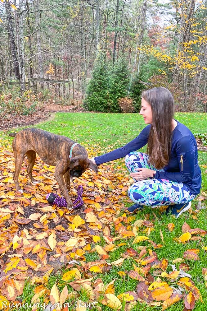 Dog mom with boxer showing how to bond with your dog.