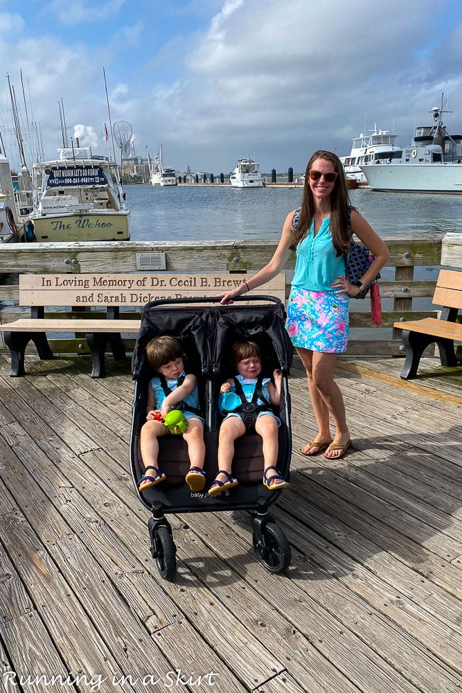 Mom with stroller in Downtown Fernandina.