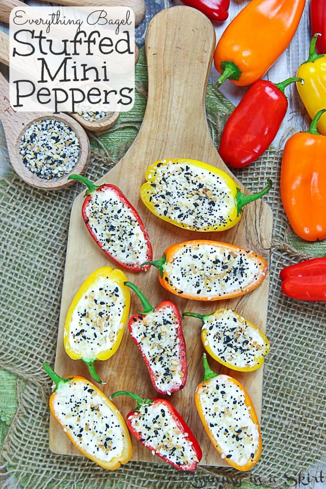 Everything Bagel Cream Cheese Stuffed Mini Peppers - Super Bowl Snacks