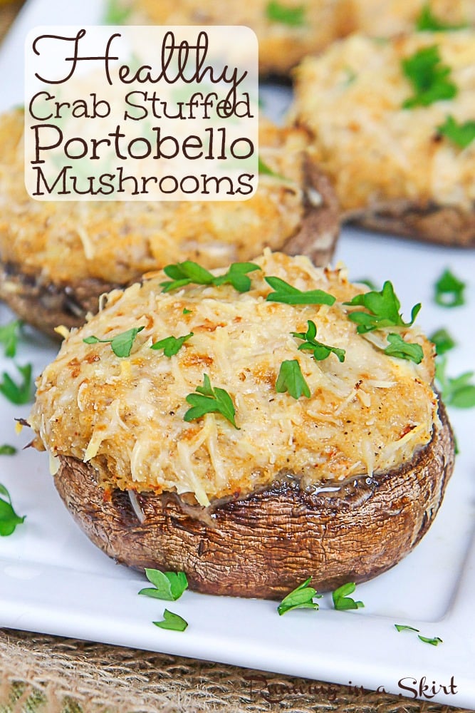 Healthy Crab Stuffed Portobello Mushrooms pinterest pin