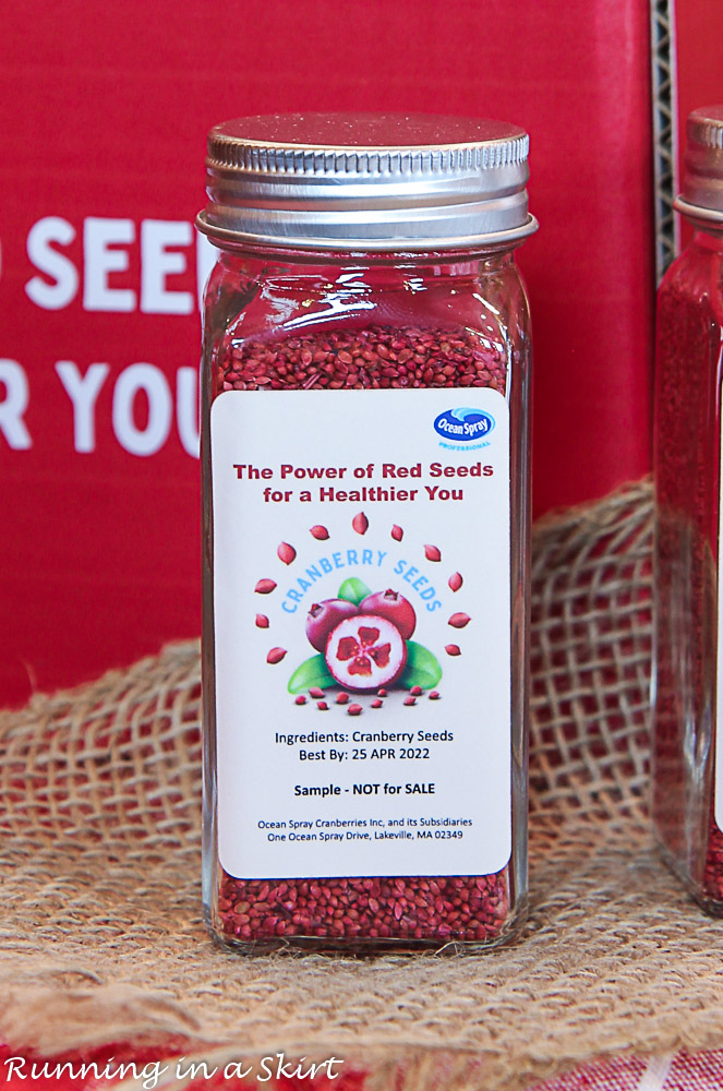 Cranberry Seeds in a glass jar.