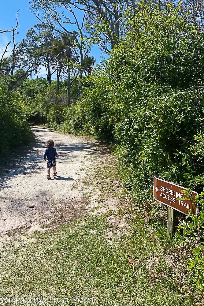 Shot of sign of how to get to Boneyard Beach Florida.