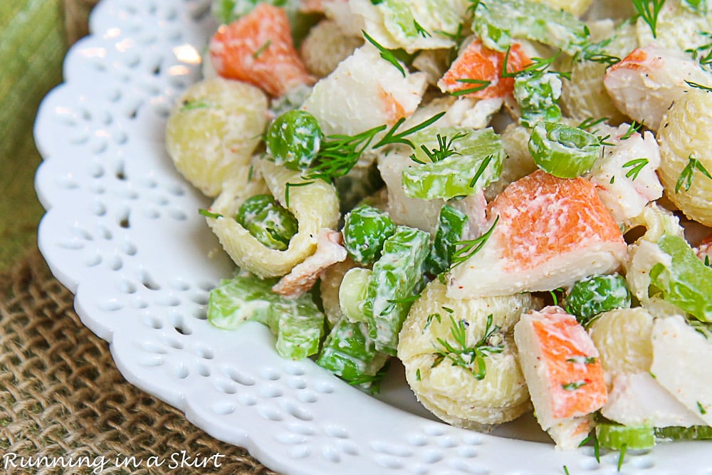 Close up of the Crab Pasta Salad.