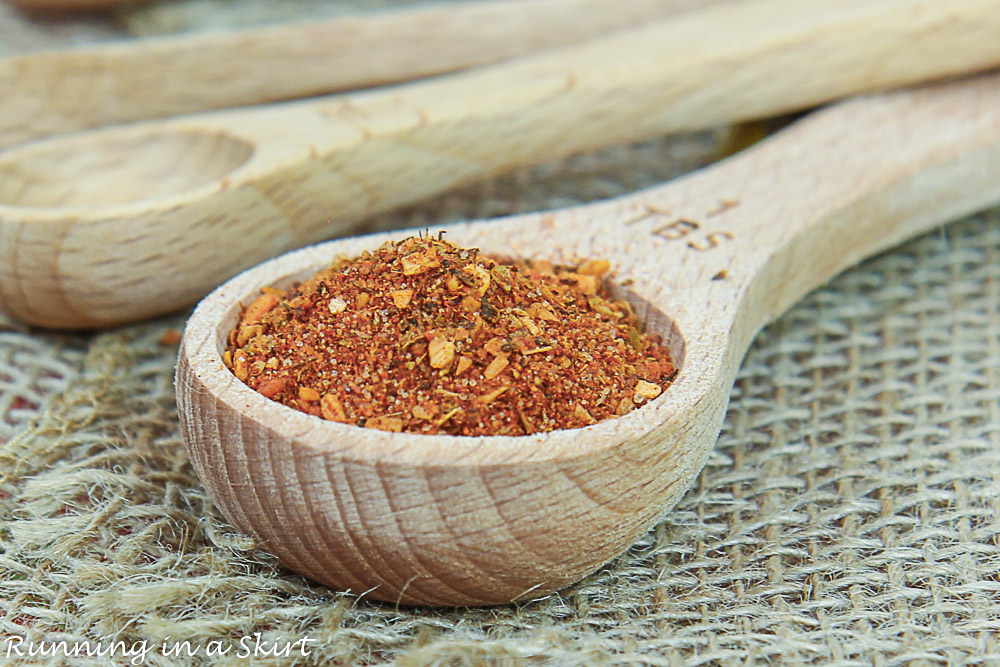 Cajun Spice Mix in a measuring spoon.