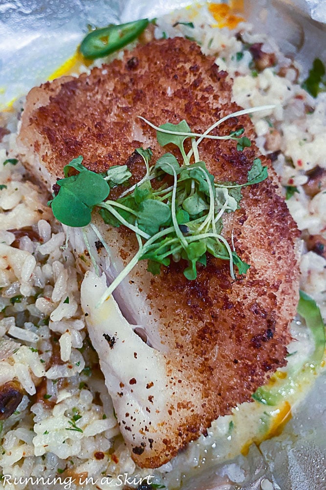 Best restaurants in Destin FL - The Wine Bar - Manchego Crusted Fish