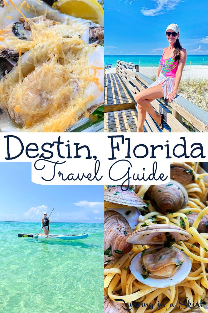 Destin Florida Travel Guide - Things to Do, Food - Restaurants to Try & Where to Stay on vacation in this gulf coast Florida beach town. Perfect for families with kids or adults. Includes beach options (sugar white sand and clear blue waters,) crab island, restaurants on the beach, rentals, resorts and fun things to do. Add this best Florida beach to your bucket lists! / Running in a Skirt #floridatravel #destin #destinflorida #floridabeaches #bucketlist #travelguide #travelblogger via @juliewunder