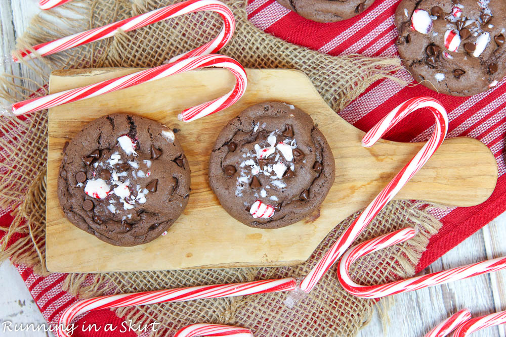 Peppermint Chocolate Cake Mix Cookies overhead shot.