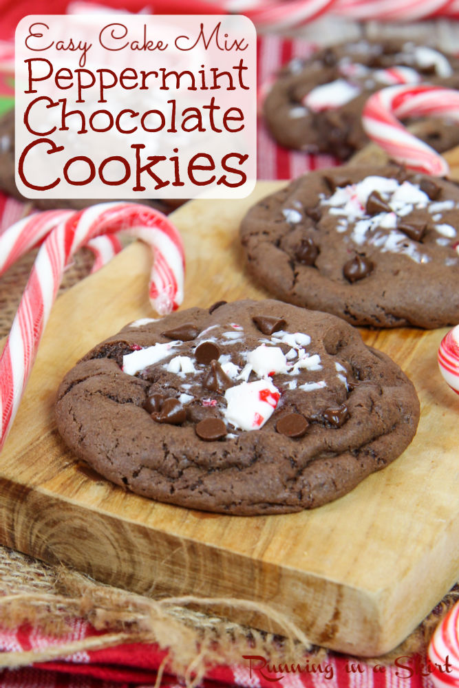 Peppermint Chocolate Cake Mix Cookies pinterest pin