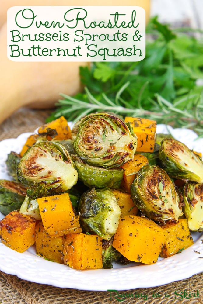 Roasted Brussels Sprouts and Butternut Squash Pinterest Pin