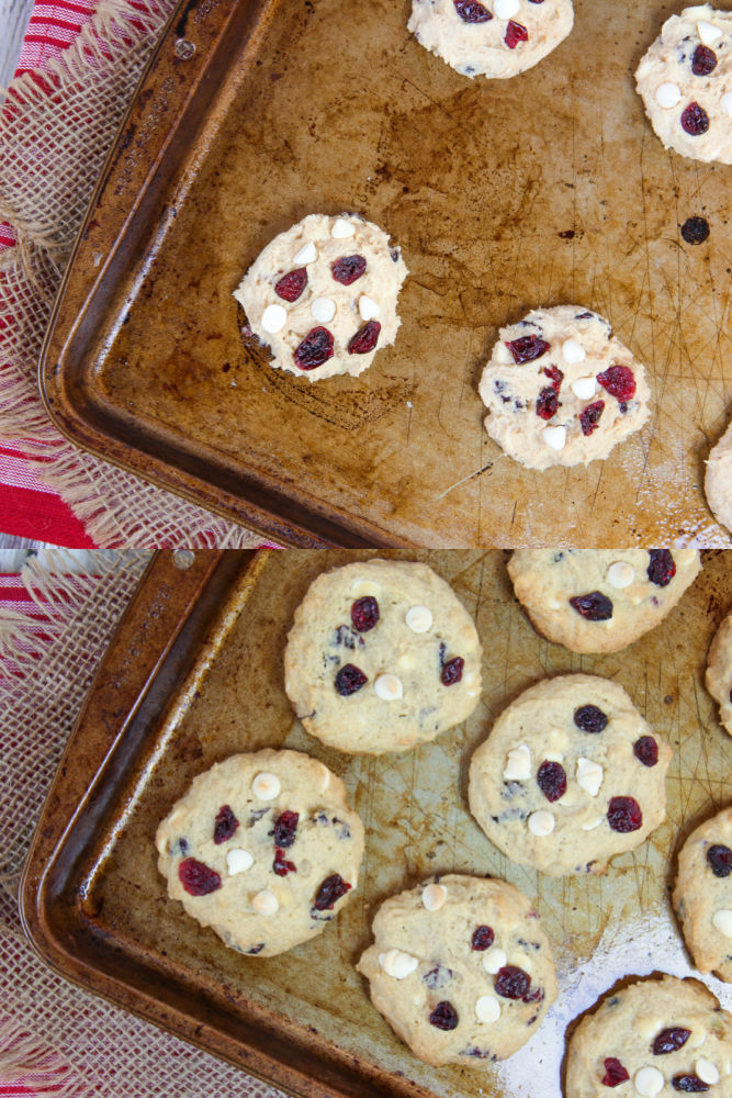 Process photos collage showing how to shape the cookies before and after.