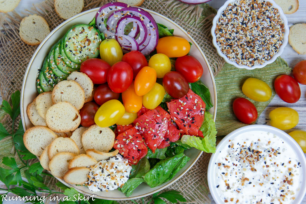 Overhead shot of Everything Bagel Salad.