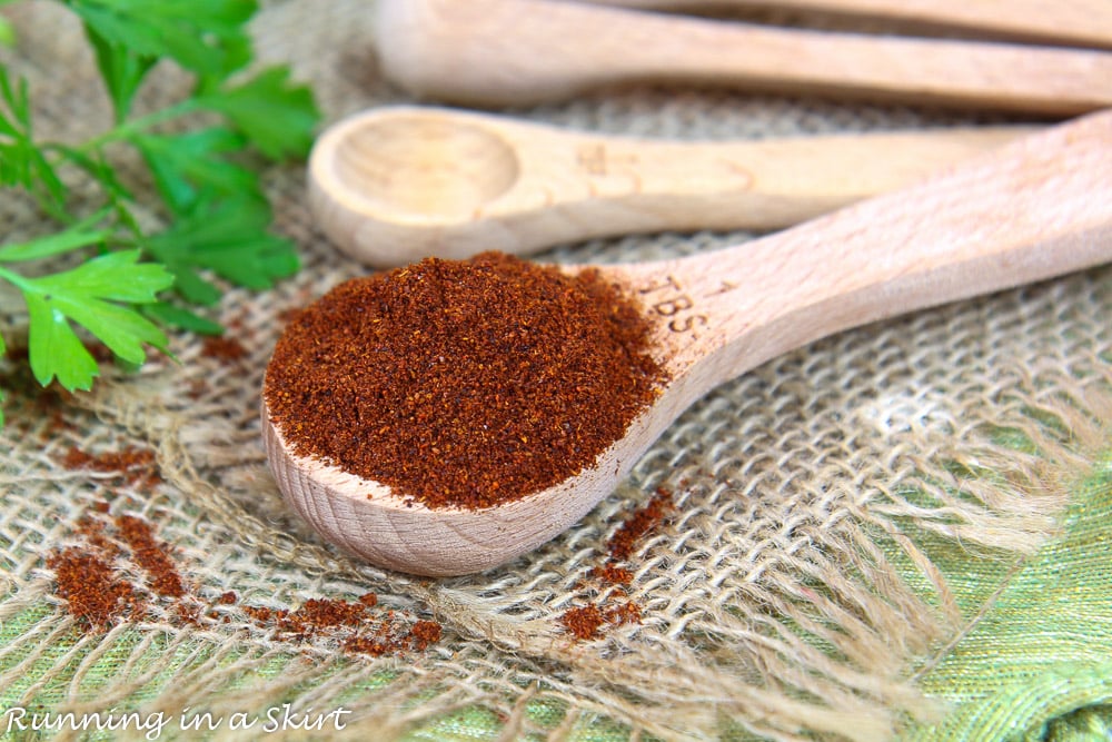 Homemade Chili Seasoning in a measuring spoon.