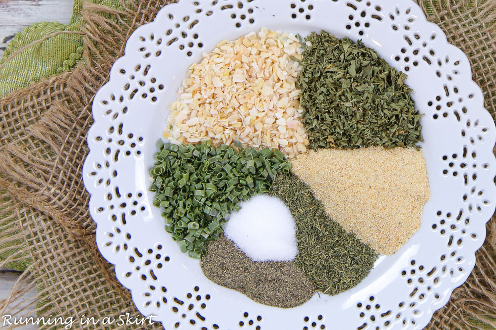 Ingredients on a white plate.