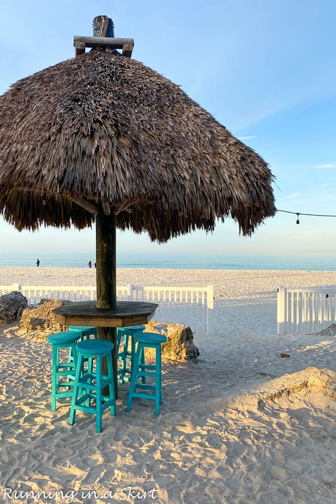 Dine in the sand.