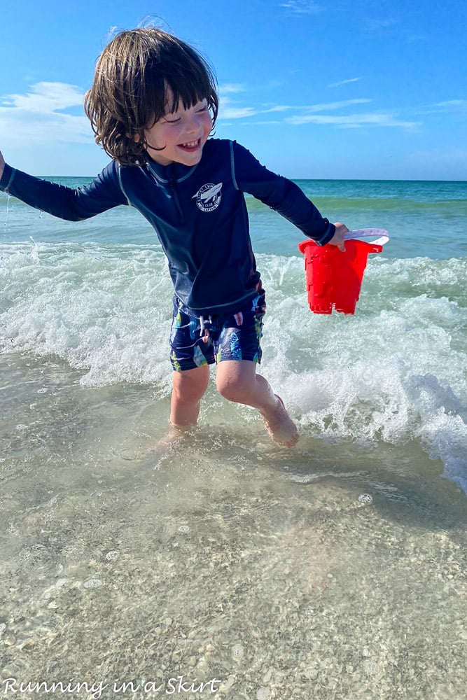 Toddler playing on Anna Maria beaches.