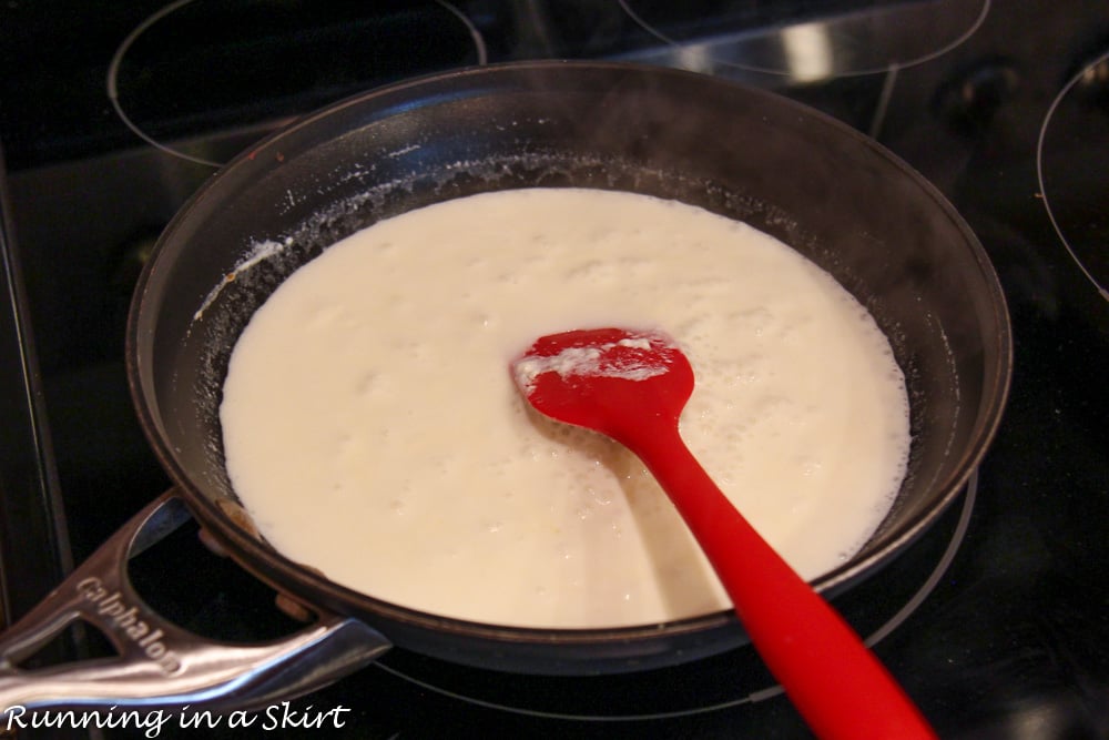 Process photo showing how to make the cheese sauce.