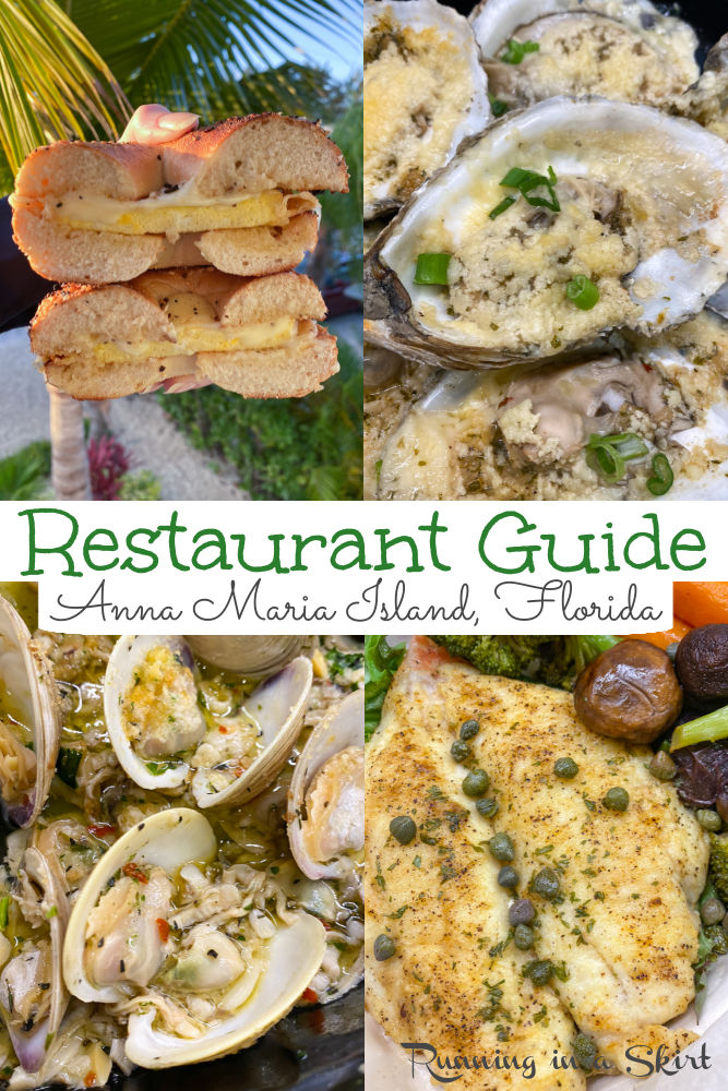 Best Anna Maria Island Restaurants - Complete guide to food and where to eat and drink on the island including Anna Maria, Bradenton Beach and Holmes beach. Includes casual, beachfront, seafood, donuts, steaks, fine dining, breakfast and local spots. Includes Beach House, Anna Maria Oyster Bar, The Sandbar and The Waterfront! / Running in a Skirt #travelblogger #travel #annamariaisland #annamaria #floridatravel #island #foodietravel via @juliewunder