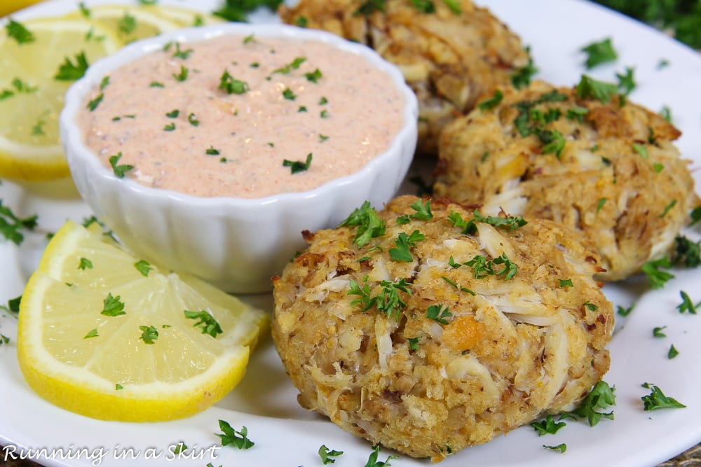 Crab cakes with the Remoulade Sauce for Crab Cakes.