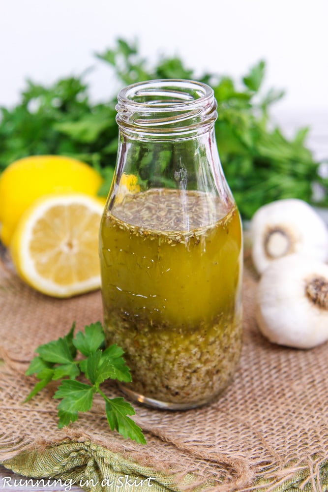 Zesty Italian Dressing with lemons and garlic.