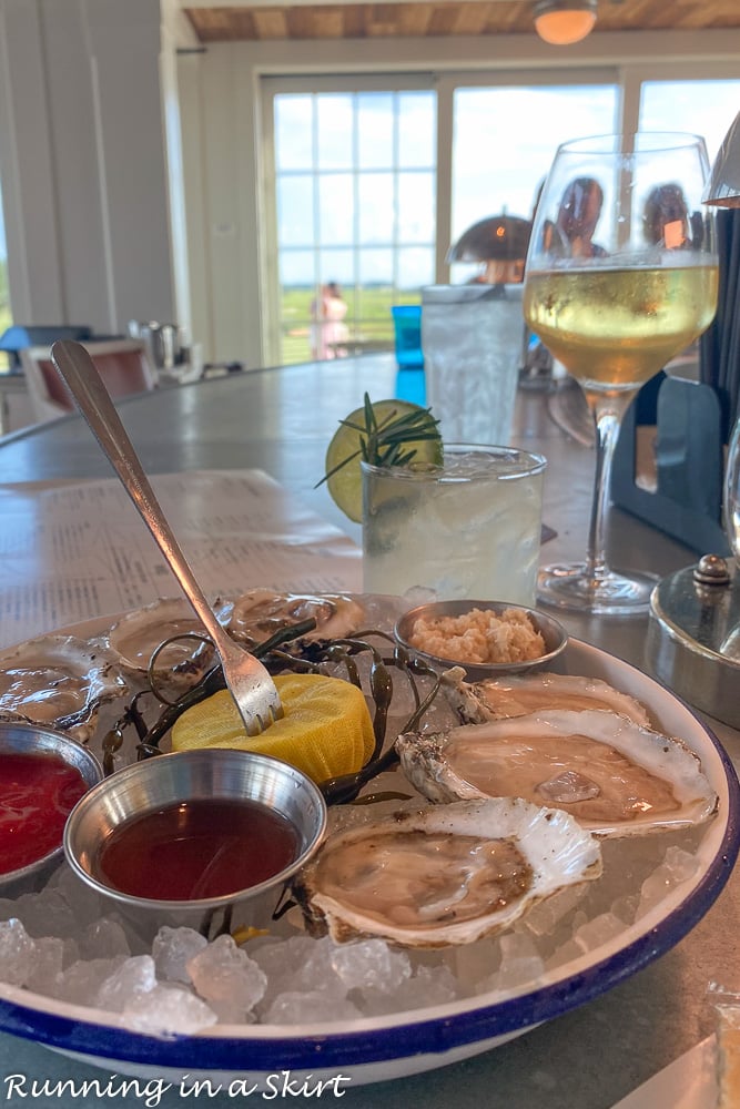 Oysters and wine at Quarterdeck.