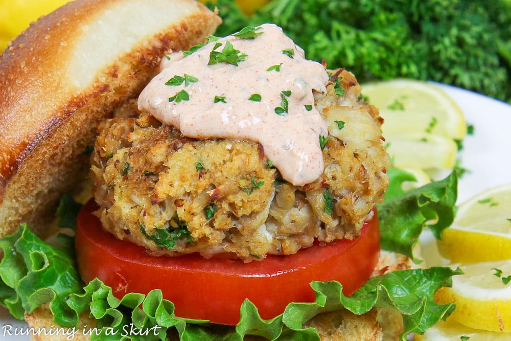 Close up of the crab cake.