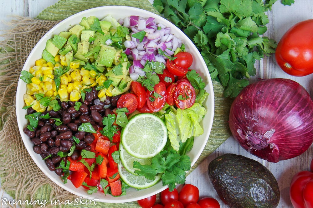 Mexican Chopped Salad overhead shot.