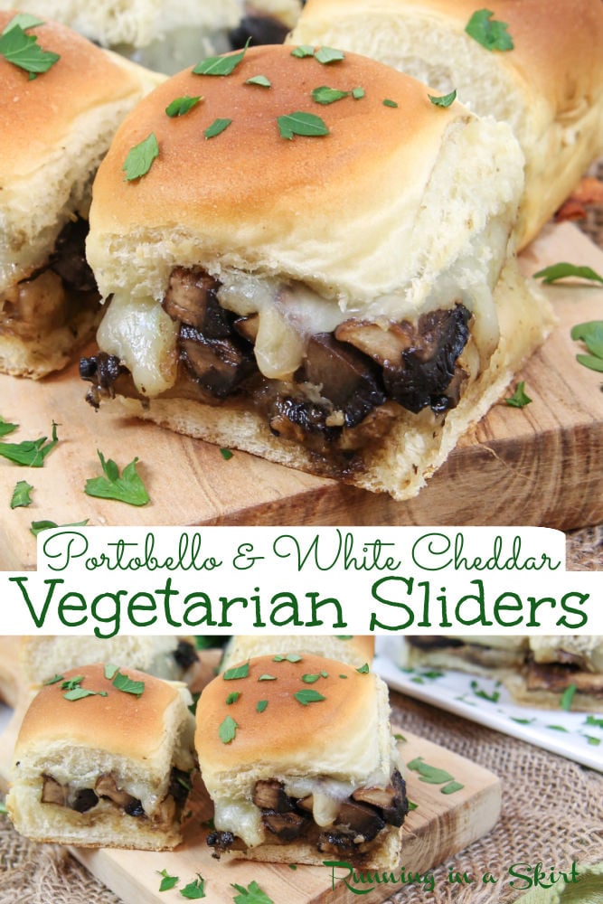 Vegetarian Sliders with Portobello Mushrooms and White Cheddar Pinterest Collage