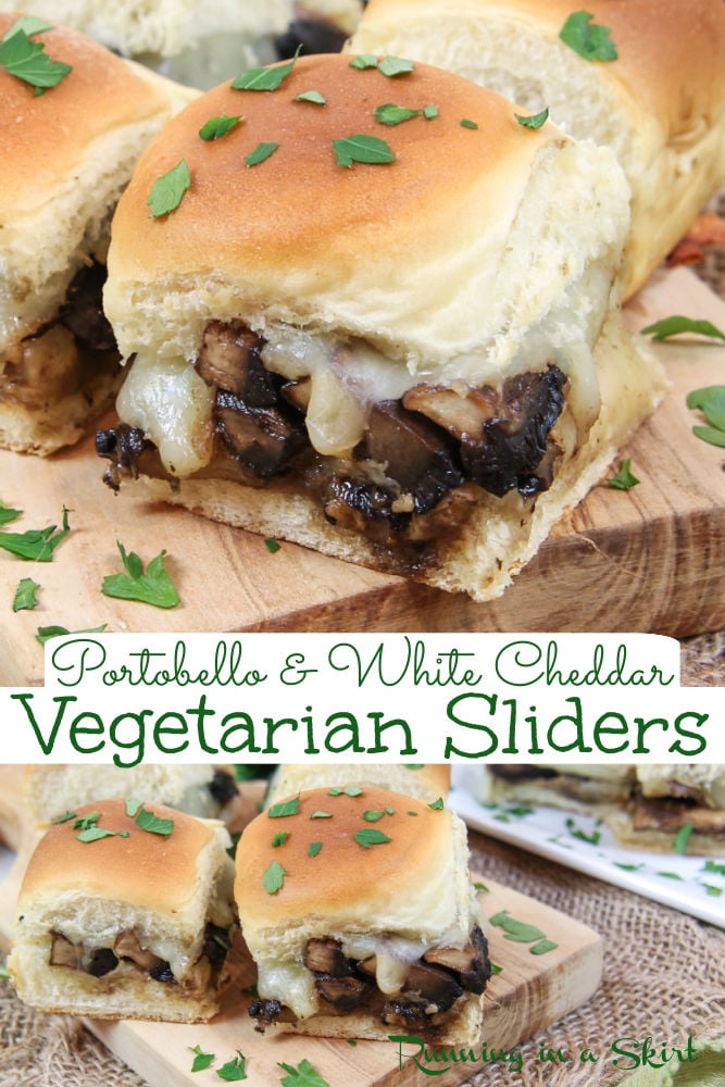 Portobello Mushroom & White Cheddar Sliders via @juliewunder